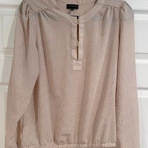 Limited Champagne Sheer Blouse Gold Accents Size Large